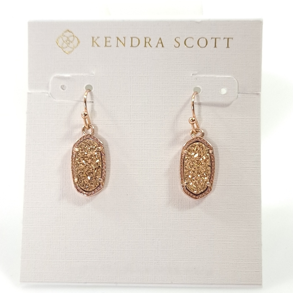 Kendra Scott Lee Earrings in Rose Gold Drusy Drop - Picture 3 of 6